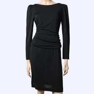 DIANE VON FURSTENBERG Black Rhinestone Back Vintage Long Sleeve Dress